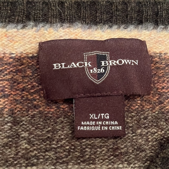 Dark Green/Brown V Neck Sweater 80% Lambs Wool / 20% Nylon Men’s XL - Picture 4 of 16